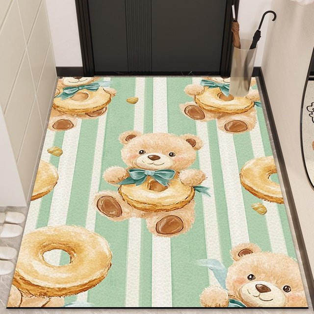 Rutschfeste und schmutzabweisende Eingangstürmatte in Grün, rechteckiger Teppich aus Polyester, Breite: 40 cm, Tiefe: 60 cm - Bild 1
