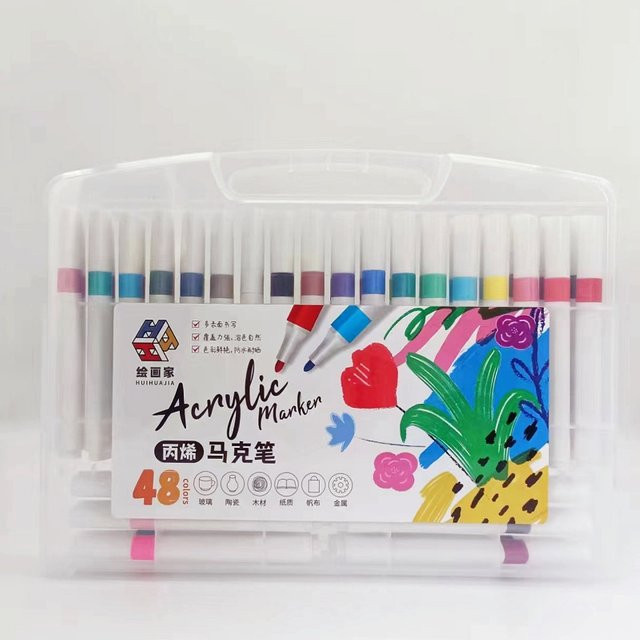 Acryl-Marker-Set mit dreieckigem Griff für Kunstmalerei und DIY-Projekte in verschiedenen Farbstärken - Bild 1