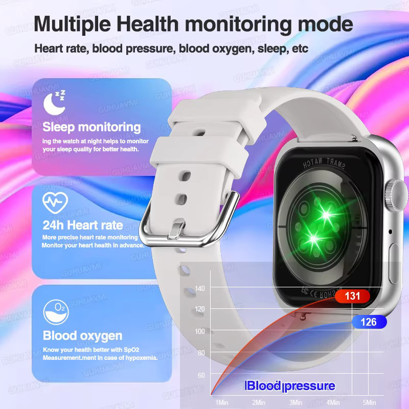 GUHUAVMI Smartwatch mit AMOLED Display, Bluetooth Anruf, GPS, Herzfrequenzmessung und Wasserdichtigkeit, Silber/Schwarz, Unisex - Bild 4
