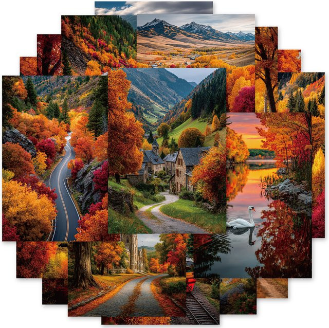 Etori Life Autumn Scenery Autumn Red Maple Street, Scrapbook, Bunt / Mehrfarbig - Bild 1