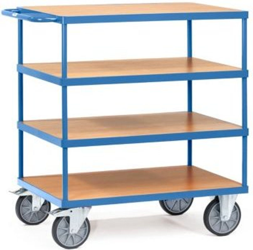 Fetra Tischwagen 2443 aus Stahl in Blau mit 4 Etagen, Tragkraft 600 kg, B/T/H: 80,9 x 139,7 x 121,8 cm - Bild 2