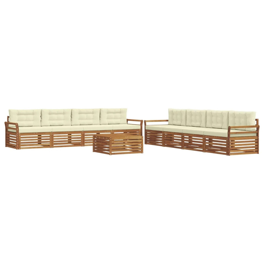 vidaXL Outdoor-Sofagarnitur 9-tlg. aus Akazienholz mit Kissen in Braun und Beige - Bild 2