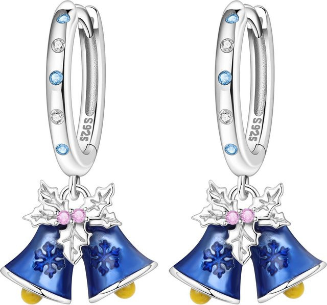 Orstarry Ohrringe 925 Silber, Blaue Glocke, Grüne Lilie, Damen - Bild 1