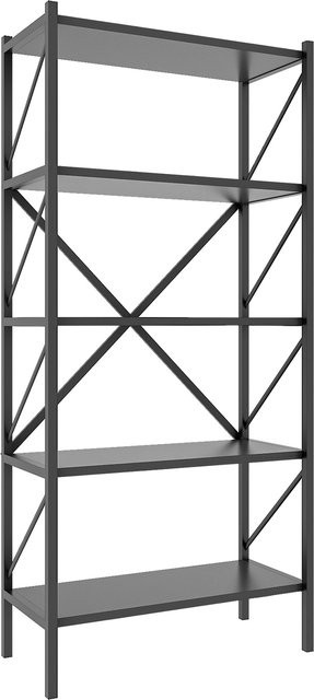 VCM Standregal Insasi aus Holz und Metall im Industrial Design, Anthrazit, B/T/H: 66 x 34 x 160 cm - Bild 1
