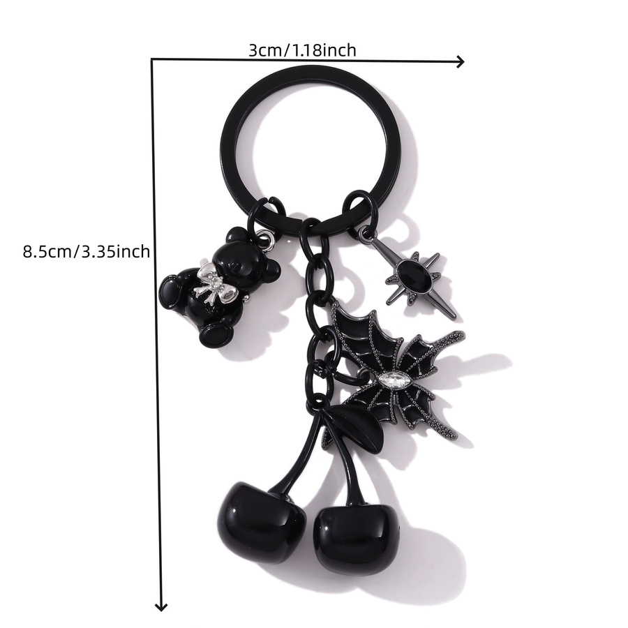 Schlüsselring NXQXN, Kirsche Schmetterling Bär Emaille, Schwarz, Unisex - Bild 3