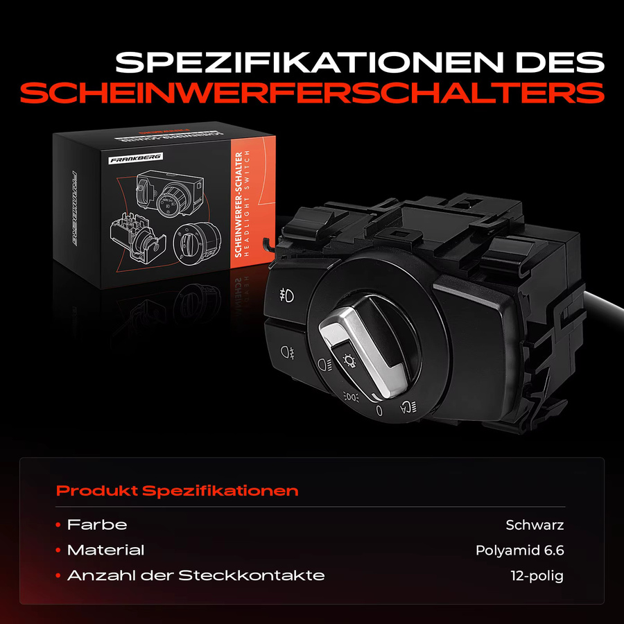 Frankberg Hauptlicht Schalter in Schwarz für BMW E88 E90 E91 E84 61319169404 9169404 - Bild 2