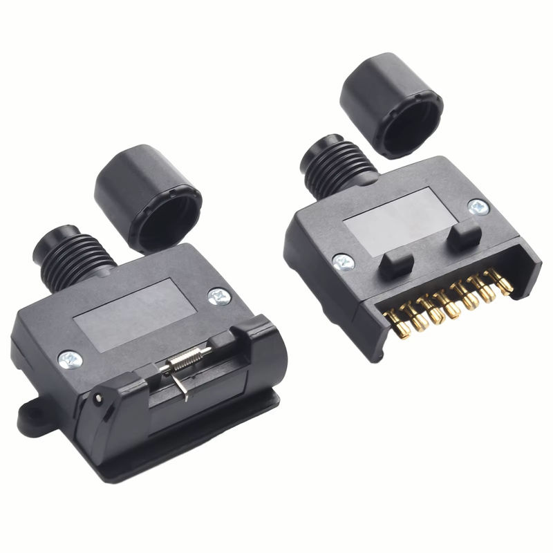 7-poliges Anhängerstecker und Buchsen Set in Schwarz für Caravan und Boot mit 12V DC Adapter - Bild 3