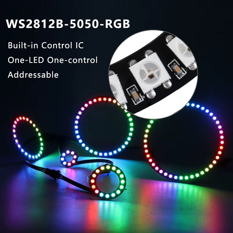 Adressierbarer LED Angel Eye Lichtring mit SMD 5050 WS2812B und intelligentem Treiber IC, RGBIC Halo-Leuchte in Multicolour - Bild 2