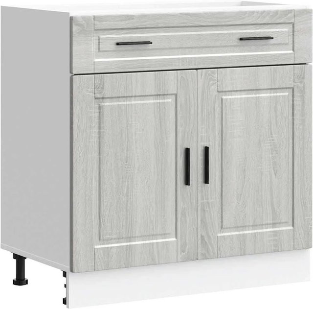 vidaXL Küchenunterschrank Porto in Grau Sonoma Holzwerkstoff B: 80,0 cm, T: 46,0 cm, H: 81,5 cm - Bild 1