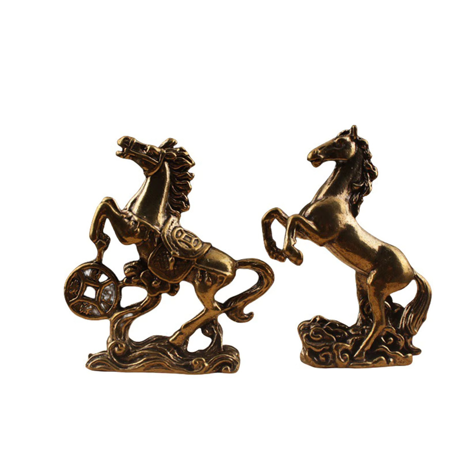 WHPHous Messing Pferd Figur in Gold als Feng Shui Glücksstatue für die Dekoration von Home Office und Desktop - Bild 3
