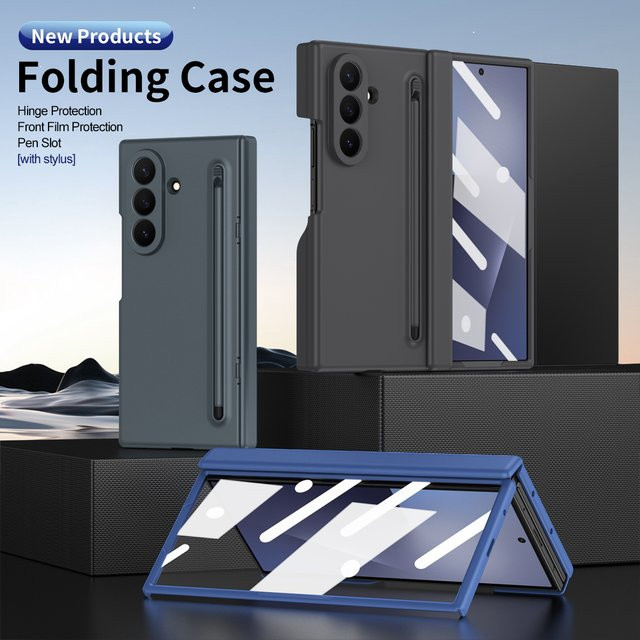 Longchi Handyhülle für Samsung Galaxy Z TriFold in Blau mit integriertem Ständer und Stiftschlitz - Bild 1