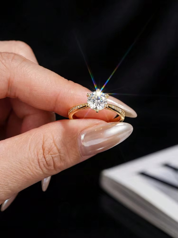 Moissanit-Diamantring, 925 Silber, Damen, Hochzeit, Verlobung - Bild 2