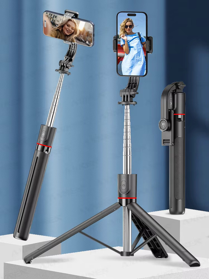 AXNEN F15 68-Zoll Selfie Stick Stativ mit Bluetooth Wireless Fernbedienung und verstellbarer Handyhalterung für iPhone und Android in Schwarz - Bild 7