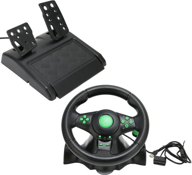 Aimo PC-Rennrad-Lenkrad mit Pedalen für Rennsimulationen, 180-Grad-Lenkung, Schwarz - Bild 1
