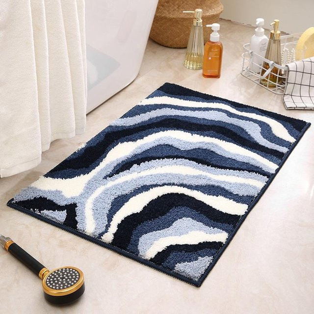 Yiran Furniture Badezimmer Matte Ins Light Luxury Leaf Plant Jacquard, blau, B/T: 80 x 50 cm - Bild 1