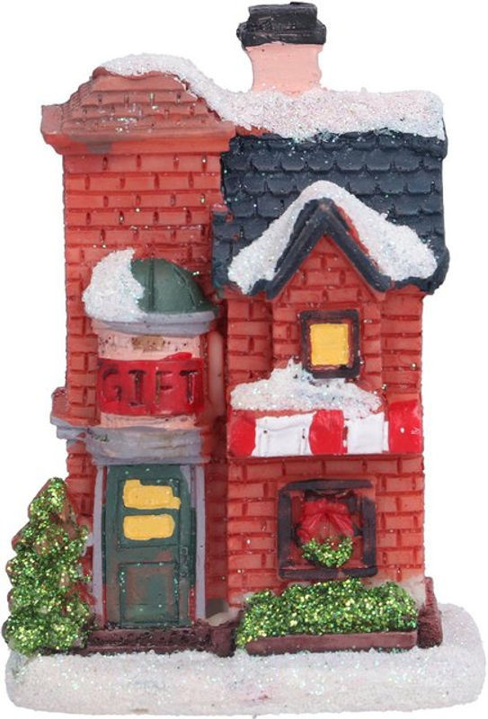 CosyHome Weihnachtsdeko Haus aus Kunstharz mit warmweißem LED-Licht in Mehrfarbig - Bild 1