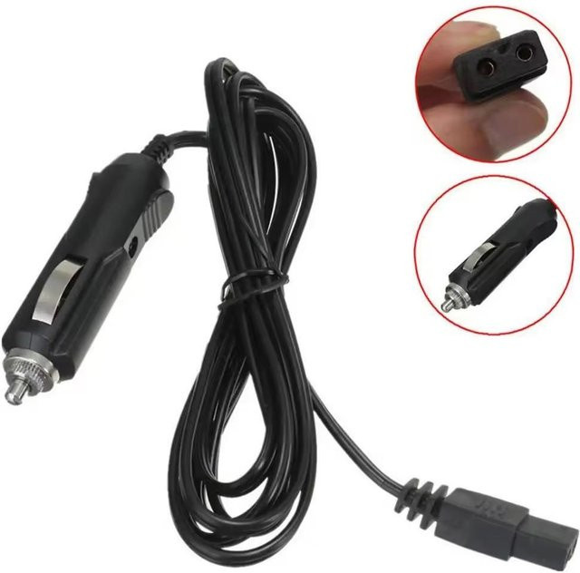 2m 12V DC 2-poliger Adapterkabel für Mini-Kühlbox und Kühlschrank, Schwarz - Bild 1