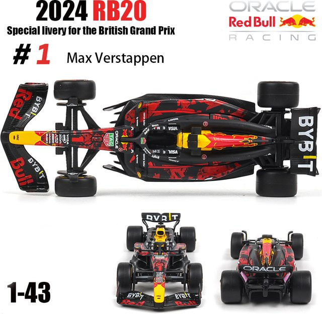 Bburago 2024 F1 Red Bull RB20 # 1 Verstappen Sonderlivery, Die-Cast Modell, 1:43, ab 3 Jahren - Bild 1