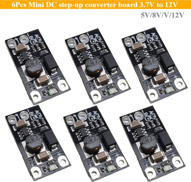 6er Set Mini DC Step-up Converter Board Schwarz zur Spannungserhöhung von 3,7 V auf 5V/8V/12V DC Boost Modul - Bild 1