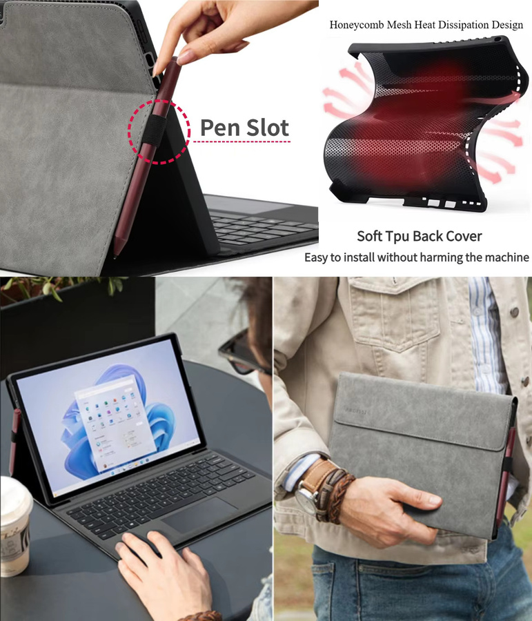 Schutzhülle für Microsoft Surface Pro 11/10/9 aus schlankem PU-Leder mit Smart Stand Folio Funktion - Bild 4