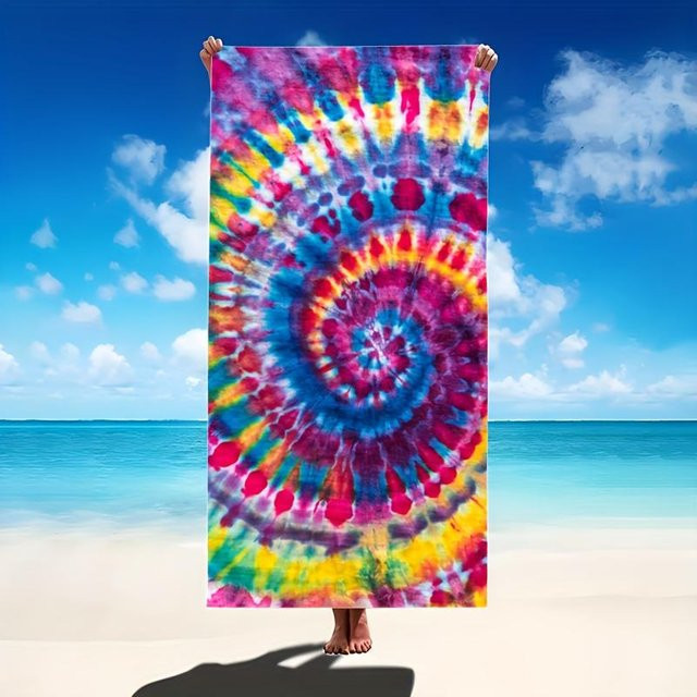 Ka Chen Muxi Strandtuch Regenbogen Spiral Tie Dye Druck, sandfrei und schnelltrocknend, B: 40 cm, H: 60 cm - Bild 1