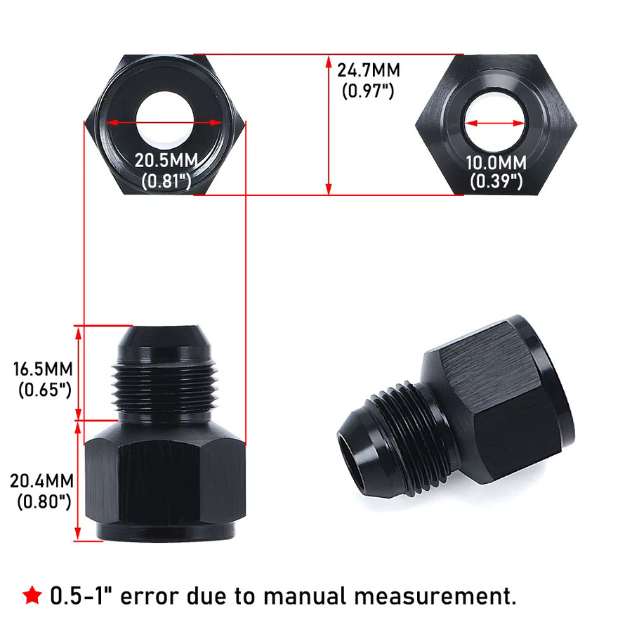 LZONE Reduzierstück JR-SL894-10-08 von 10AN Buchse auf 8AN Stecker in Schwarz - Bild 5