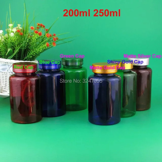 ZITING Kunststoff-Medizinkapsel-Verpackungsflasche in Grün mit Blau und Rot, 200 ml bis 250 ml Aufbewahrungsbehälter für Pillen und Tabletten - Bild 1