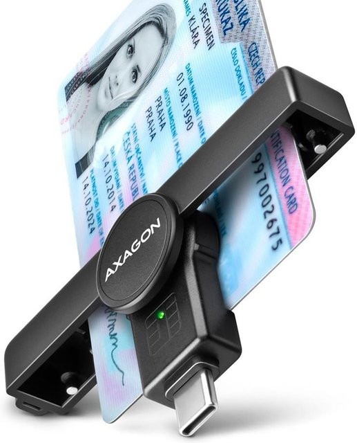 AXAGON CRE-SMPC USB-C Smartcard-Leser in Schwarz - Bild 1