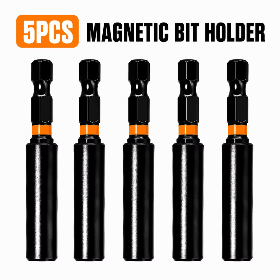5 Stück Magnetische Bithalter aus S2 Stahl in Schwarz, 60 mm Länge, 1/4 Zoll Sechskantschaft Bit-Verlängerung für Schlagschrauber und Bohrmaschinen - Bild 6