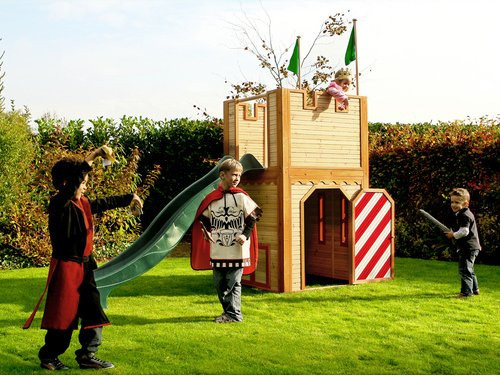 AXI Spielturm Arthur aus Holz in Braun-Rot mit grüner Rutsche, B/H/T: 319 x 195 x 110 cm - Bild 2