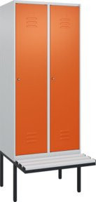 C+P Spind Classic PLUS Garderobenschrank mit Sitzbank, 2 Abteile, Lichtgrau, B/T/H: 212 x 80 x 81,5 cm - Bild 1