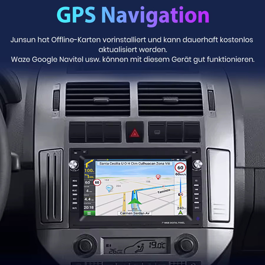 Junsun 7-Zoll Android Autoradio mit kabellosem CarPlay und Android Auto in Schwarz für VW Passat, Golf, Polo und Seat Modelle - Bild 5