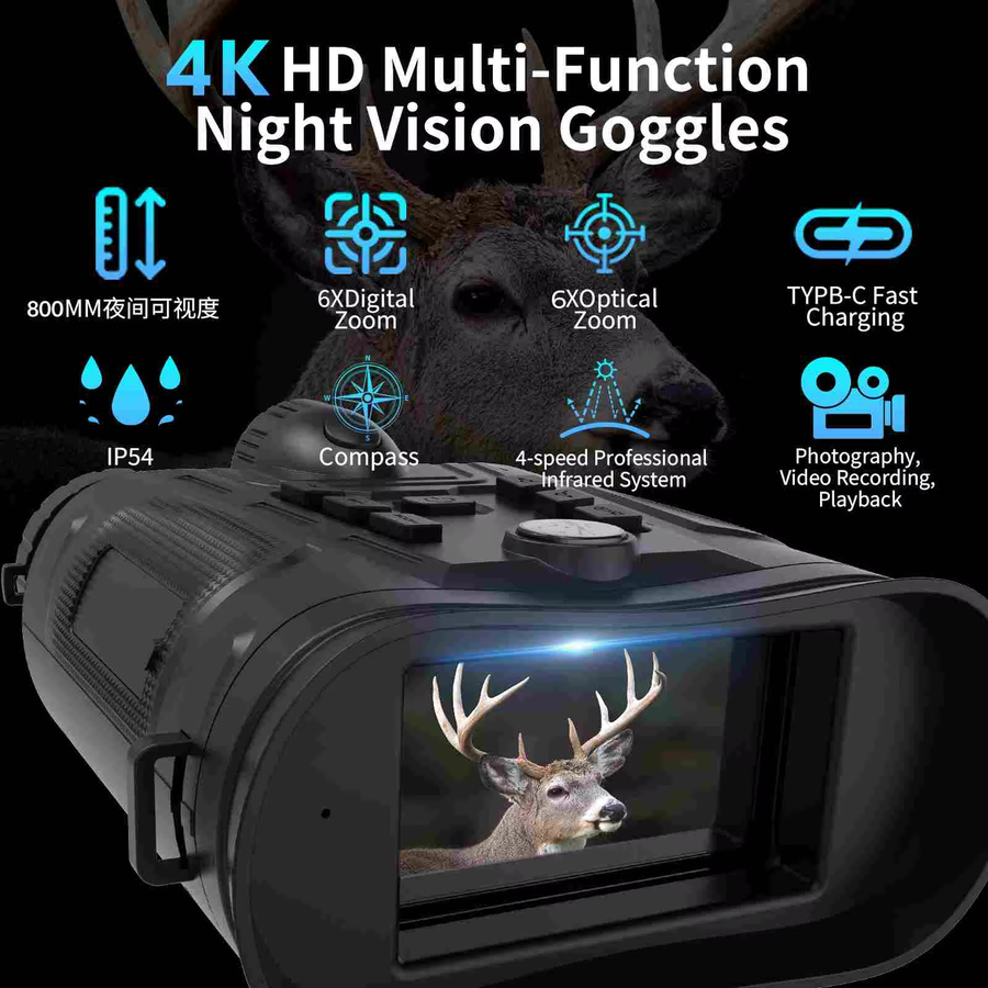 Jagdfernrohr Nachtsichtbrille in 4K HD mit 40MP hochauflösendem Fernglas in Schwarz - Bild 2