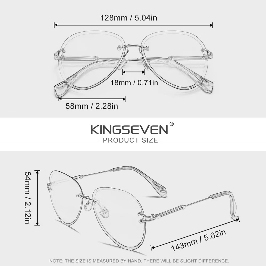 KINGSEVEN Sonnenbrille Piloten, randlos, Metall, Damen - Bild 2