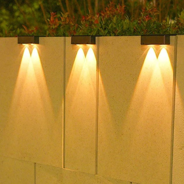 VENUSWING Solar LED Wandleuchte Schwarz, Quadratische Außenleuchte mit Up-Down Licht, IP65 Wasserdicht, Warmweißes Licht für Garten, Treppe und Zaun - Bild 1