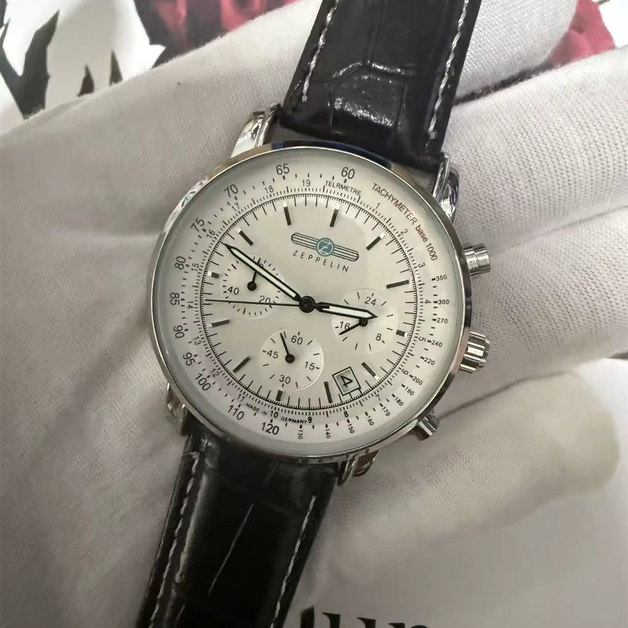 Zeppelin Chronograph, Automatik, Edelstahl, Leder, Herren - Bild 2