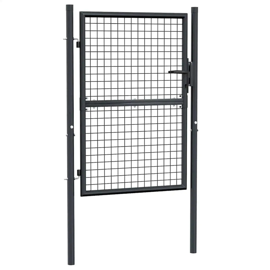 vidaXL Gitter-Gartentor aus verzinktem Stahl in Grau und Anthrazit, Breite: 100 cm, Höhe: 125 cm - Bild 2
