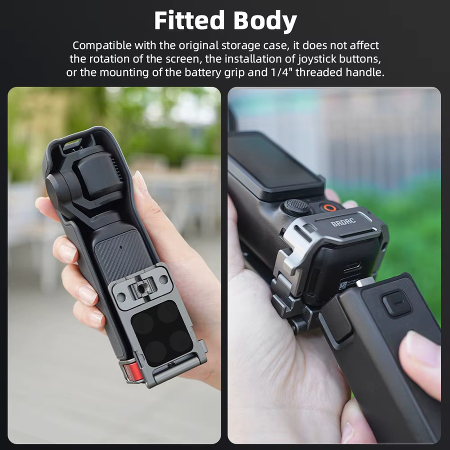 BRDRC Magnetische Halterung für DJI Pocket 3 und DJI Pocket 4, Multifunktionaler Adapterrahmen Clip und Desktop-Basis, Schwarz - Bild 3