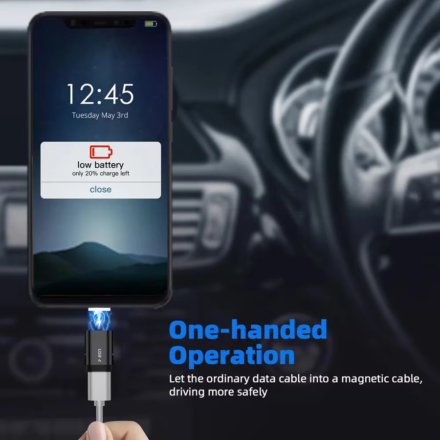 Magnetischer USB-C-Adapter mit 80 Gbit/s Datenübertragung, 8K Video und 240 W PD Schnellladung, USB4.0 Typ-C Mini-Konverter in Schwarz - Bild 3