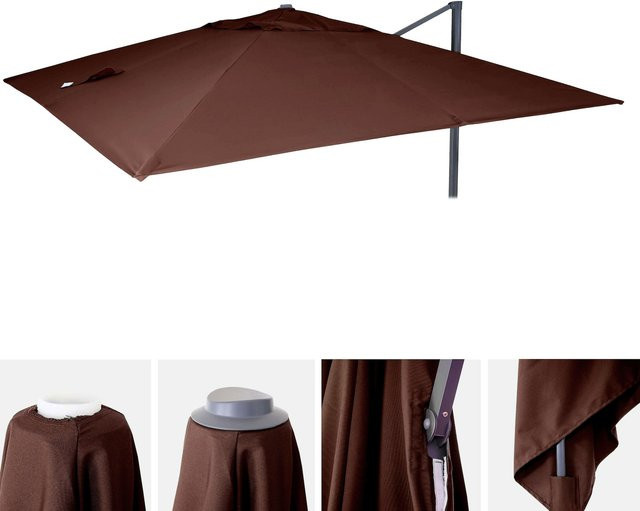 Ersatzbezug für Luxus-Ampelschirm MCW-A96 aus Polyester, Farbe: Braun, Maße: 3 x 4 m (Ø 5 m) - Bild 1