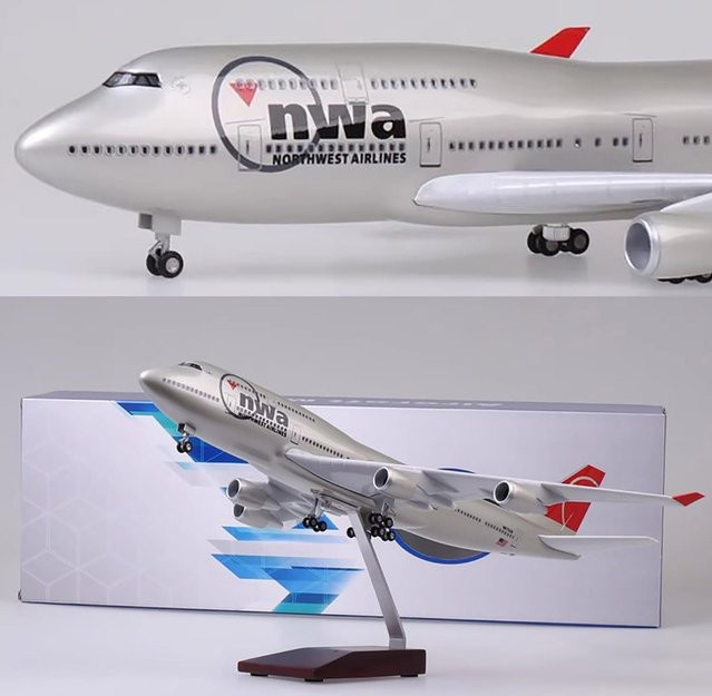 ZOCO American Northwest 747 B747-400 Flugzeugmodell, Maßstab 1:150, Harz, mit Rädern - Bild 1