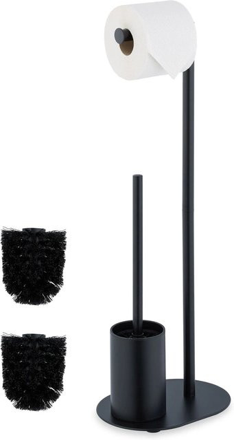 Relaxdays WC Garnitur aus Metall in Schwarz, freistehend, B/T/H: 63 x 23 x 17 cm - Bild 1