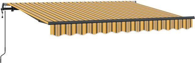 vidaXL Einziehbare Markise mit Fernbedienung in Gelb und Grau gestreift, B: 250 cm, T: 200 cm - Bild 1