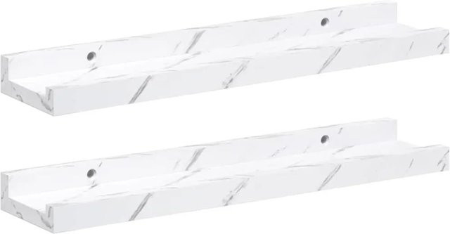 vidaXL Wandregal 2er Set in Weiß Marmor, B/H/T: 40 x 9 x 3 cm - Bild 1