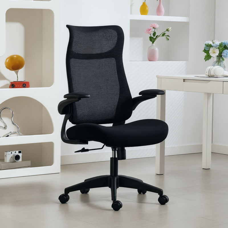 Ergonomischer HOMCOM Bürostuhl in Schwarz mit 3D-Armlehnen, Kopfstütze, Netzbespannung und Wippfunktion - Bild 2