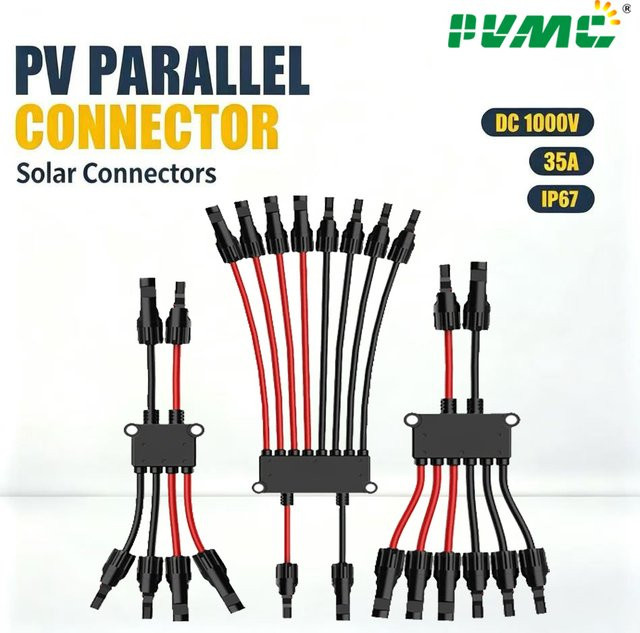 PV-Parallelverbinder Solar-Y-Verteilerkabel DC1000V 35A IP67 Photovoltaik-Adapter in Schwarz - Bild 1