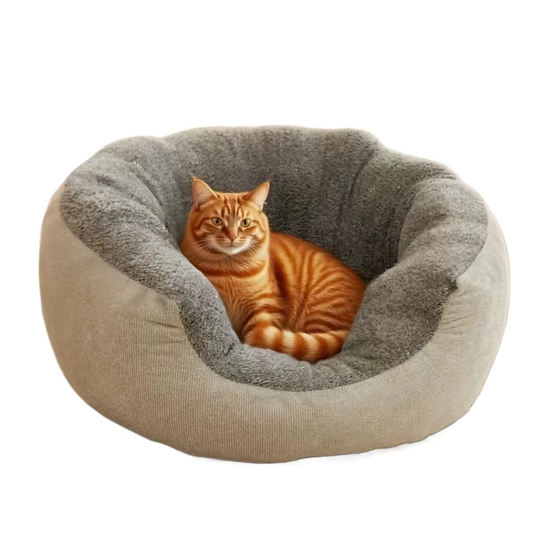 KEMORELA Orthopädisches Haustierbett mit Rückenlehne für Katzen und kleine Hunde, Plüsch-Sofa aus Polyester in Grün - Bild 4