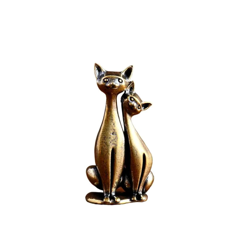JETTING Katzen-Skulptur aus Messing in Gold, Doppel-Katzen-Ornament als Deko-Figur für Schreibtisch und Wohnzimmer - Bild 4