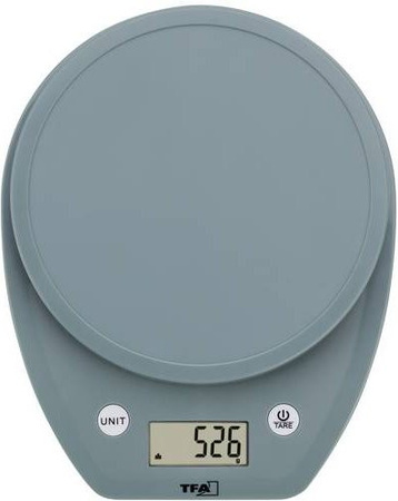 TFA Dostmann MOCHI Digitale Küchenwaage in Türkis mit Digitalanzeige und Abschaltautomatik, Wägebereich bis 5 kg, B/T/H: 16,0 x 20,0 x 2,9 cm