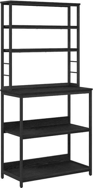 vidaXL Küchenregal in Schwarz und Eichen-Optik aus Holzwerkstoff und Stahl, B/T/H: 80 x 40 x 168 cm - Bild 1